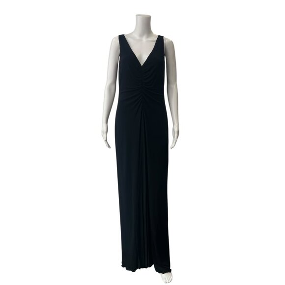 $1490 Akris Bergdorf Goodman Black Gathered Ruched Long Dress size 10 - Picture 1 of 8